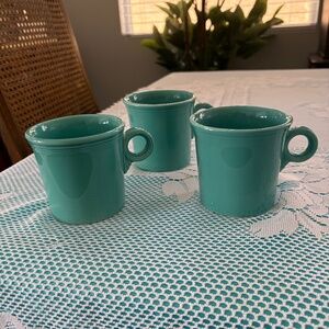 Vintage Fiestaware 3 Turquoise Coffee Mugs